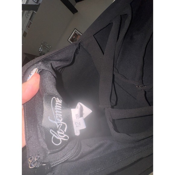 La Femme Strapless Gown Formal Dress Slit Back Detail Black‎ Size 12 - Picture 15 of 16